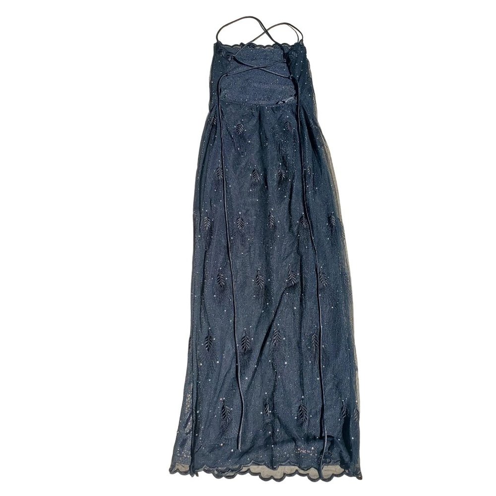 90s/Y2K Vintage Black Lace Up Back Maxi Dress - Picture 11 of 13